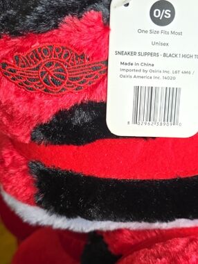 Air Jordan Red and Black Plush Sneaker Slippers